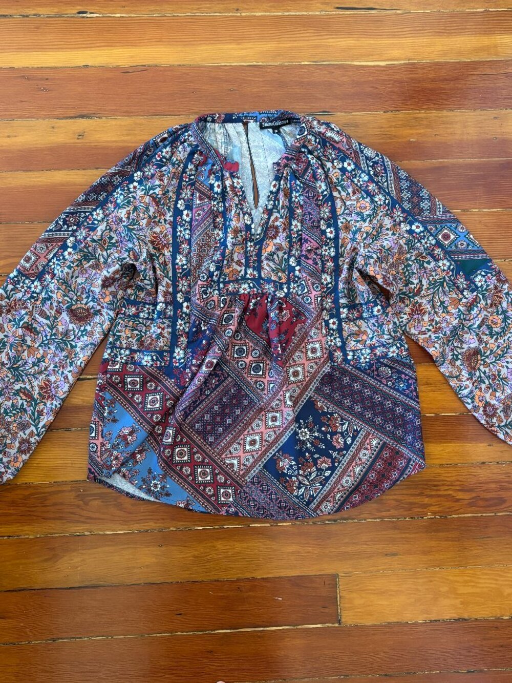 Boho Hippie Maximalist Paisley Flowy Blouse Tolani Collection MEDIUM